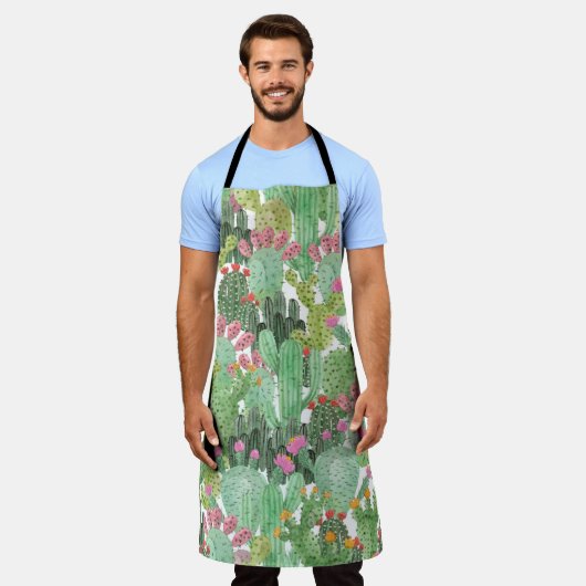 ハンドサク色彩の鮮やかス:デザートグリーン エプロン (着用した状態)