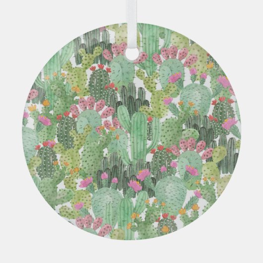 ハンドサク色彩の鮮やかス:デザートグリーン ガラスオーナメント (正面)