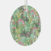 ハンドサク色彩の鮮やかス:デザートグリーン ガラスオーナメント (正面右)