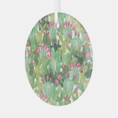 ハンドサク色彩の鮮やかス:デザートグリーン ガラスオーナメント (正面左)