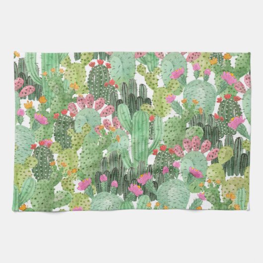 ハンドサク色彩の鮮やかス:デザートグリーン キッチンタオル (横)