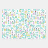 ハンドサニタイザーゲルボトル水彩 ラッピングペーパーシート (正面3)