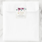 ハンドサニタイザーラベル ワインレッドの花 ゴールドグリッター スクエアシール (バッグ)