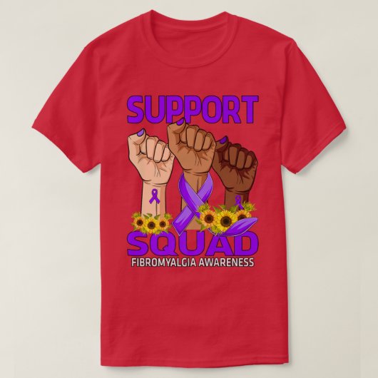 ハンドサポートスクワッド線維筋痛認識度サンフロー Tシャツ (デザイン正面)