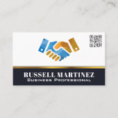 ハンドシェイクのロゴ | QRコード 名刺 (正面)