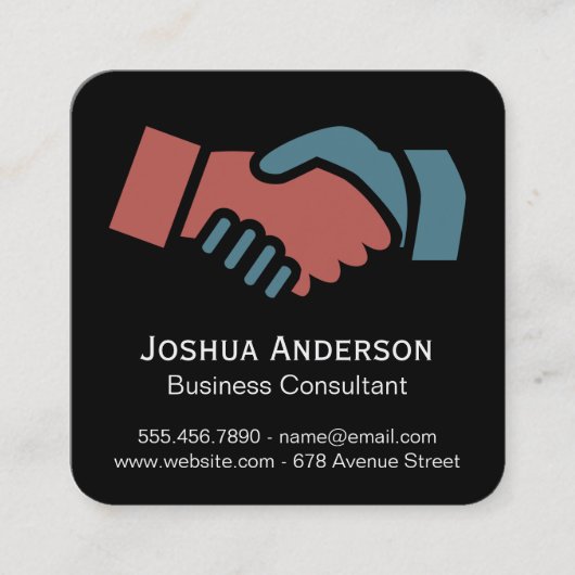 ハンドシェイクアイコン |ビジネスコンサルタント スクエア名刺 (正面)