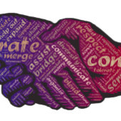 ハンドシェイク接続感動的ワードアート Tシャツ