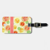 ハンドシッ絵を描ツオレンジライムスライス水色 ラゲッジタグ (正面横)