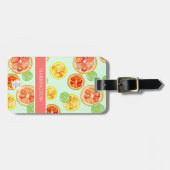 ハンドシッ絵を描ツオレンジライムスライス水色 ラゲッジタグ (正面横)