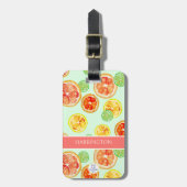 ハンドシッ絵を描ツオレンジライムスライス水色 ラゲッジタグ (正面縦)