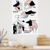 ハンドシャドウパペット、ニーストリック、ユーモア、ヴィンテージ ポスター (キッチン)