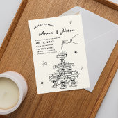 ハンドシャンパ図解入りの、写真付きのンタワーフォトQR結婚ズ 招待状