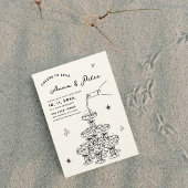 ハンドシャンパ図解入りの、写真付きのンタワーヴィンテージウェディング 招待状