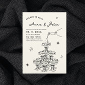 ハンドシャンパ図解入りの、写真付きのンタワーヴィンテージウェディング 招待状