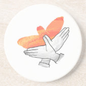 ハンドシルエットイーグルオレンジ コースター (正面)