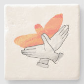 ハンドシルエットイーグルオレンジ ストーンコースター (正面)