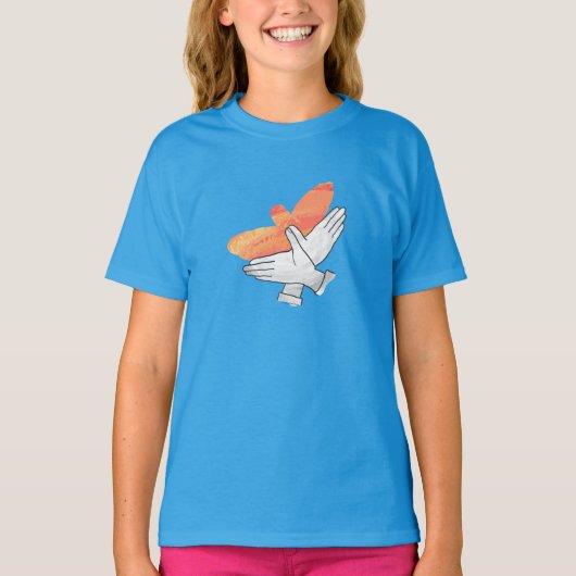 ハンドシルエットイーグルオレンジ Tシャツ (正面)