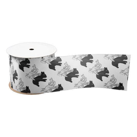 ハンドシルエットウサギ サテンリボン (リール)