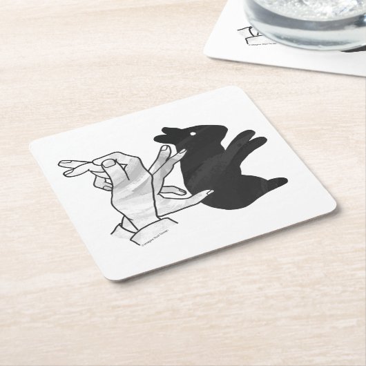 ハンドシルエットウサギ スクエアペーパーコースター (アングル)