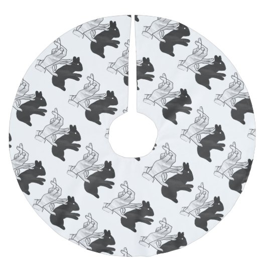 ハンドシルエットウサギ ブラッシュドポリエステルツリースカート (正面)