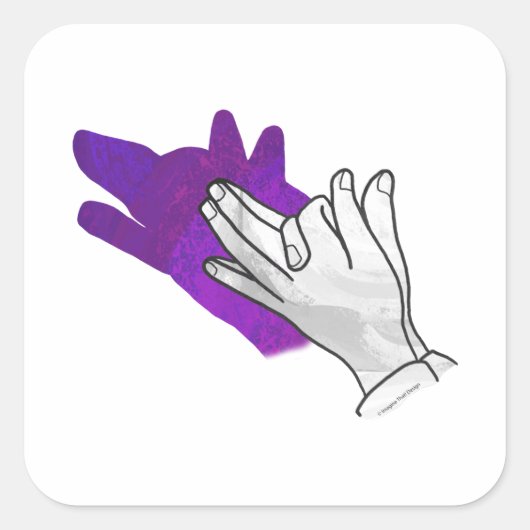 ハンドシルエットウルフパープル スクエアシール (正面)