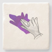 ハンドシルエットウルフパープル ストーンコースター (正面)