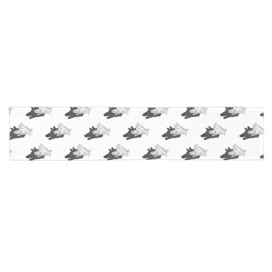 ハンドシルエットウルフ ショートテーブルランナー (横)