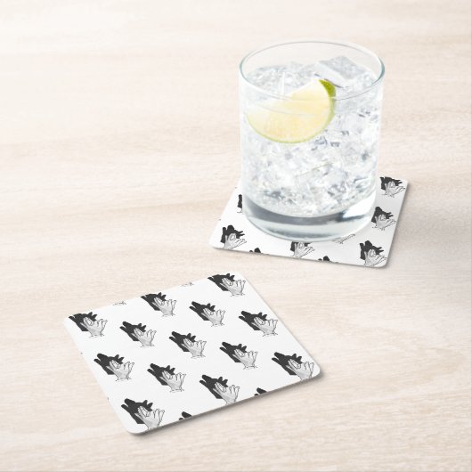 ハンドシルエットウルフ スクエアペーパーコースター (インサイチュ)