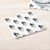 ハンドシルエットウルフ スクエアペーパーコースター (アングル)