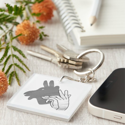 ハンドシルエットビリーヤギ灰色 キーホルダー (正面右)