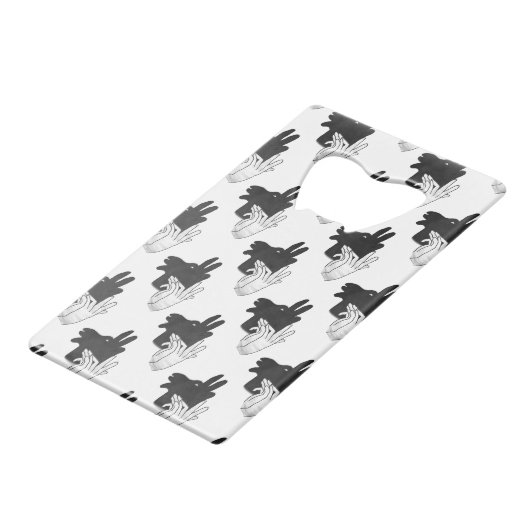 ハンドシルエットビリーヤギ灰色 クレジットカード栓抜き (正面アングル)