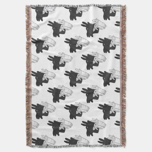 ハンドシルエットビリーヤギ灰色 スローブランケット (正面縦)