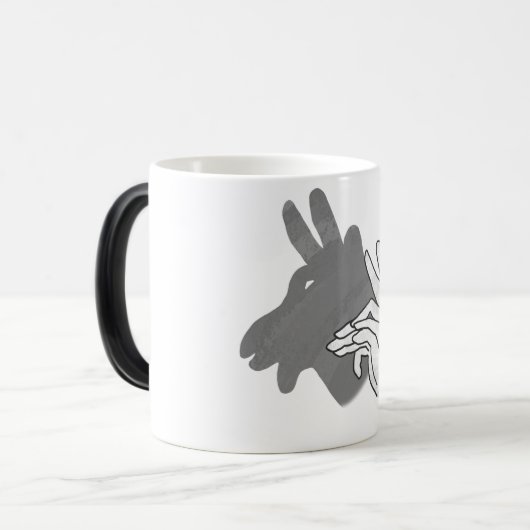 ハンドシルエットビリーヤギ灰色 モーフィングマグカップ (正面左)