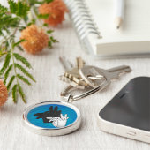 ハンドシルエットビリーヤギ青 キーホルダー (側面)