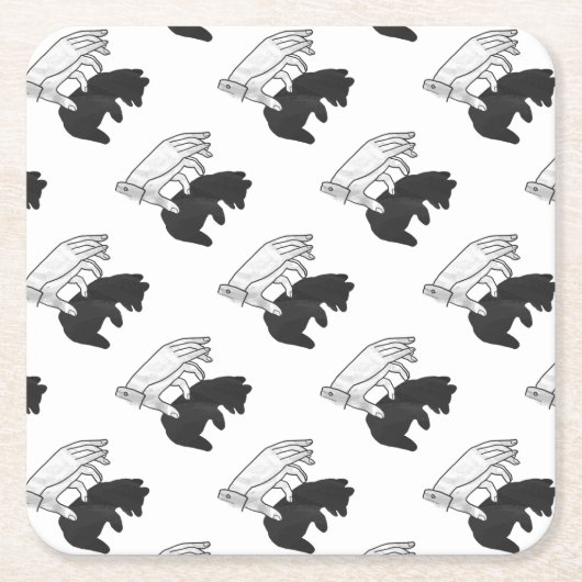 ハンドシルエットベアーカブ スクエアペーパーコースター (正面)