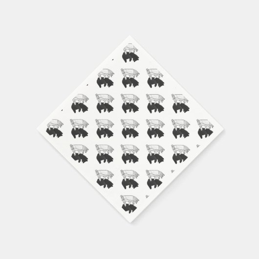 ハンドシルエットベアーカブ スタンダードカクテルナプキン (角)