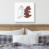 ハンドシルエットベアーキューブブラウン キャンバスプリント (インサイチュ (寝室))