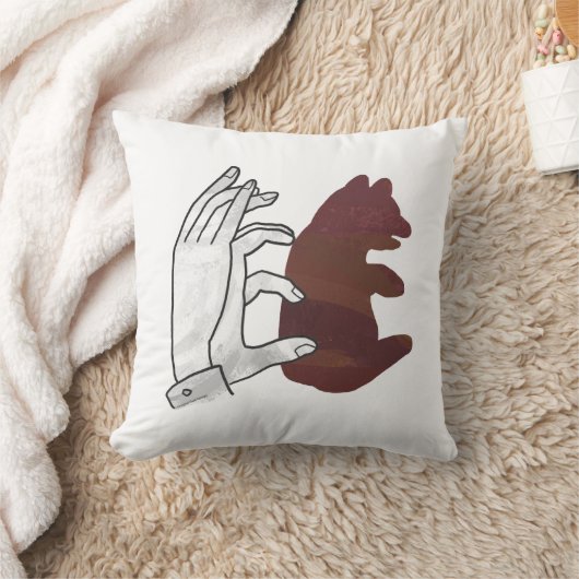 ハンドシルエットベアーキューブブラウン クッション (ブランケット)