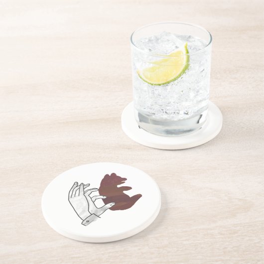 ハンドシルエットベアーキューブブラウン コースター (側面)