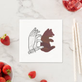 ハンドシルエットベアーキューブブラウン スタンダードカクテルナプキン (インサイチュ)