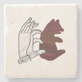 ハンドシルエットベアーキューブブラウン ストーンコースター (正面)