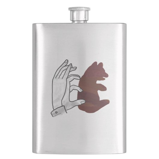 ハンドシルエットベアーキューブブラウン フラスク (正面)