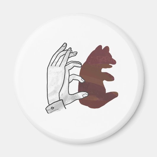 ハンドシルエットベアーキューブブラウン マグネット (正面)