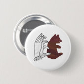 ハンドシルエットベアーキューブブラウン 缶バッジ (正面&裏面)