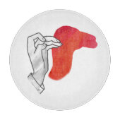 ハンドシルエットラクダ赤 カッティングボード (正面)