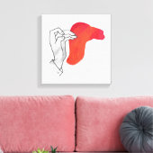 ハンドシルエットラクダ赤 キャンバスプリント (インサイチュ (リビング))
