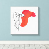 ハンドシルエットラクダ赤 キャンバスプリント (インサイチュ (ウッドフロア))