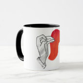 ハンドシルエットラクダ赤 マグカップ (正面左)