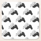 ハンドシルエットラクダ スクエアペーパーコースター (正面)