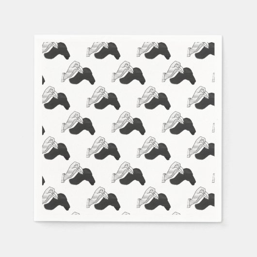 ハンドシルエットラクダ スタンダードカクテルナプキン (正面)